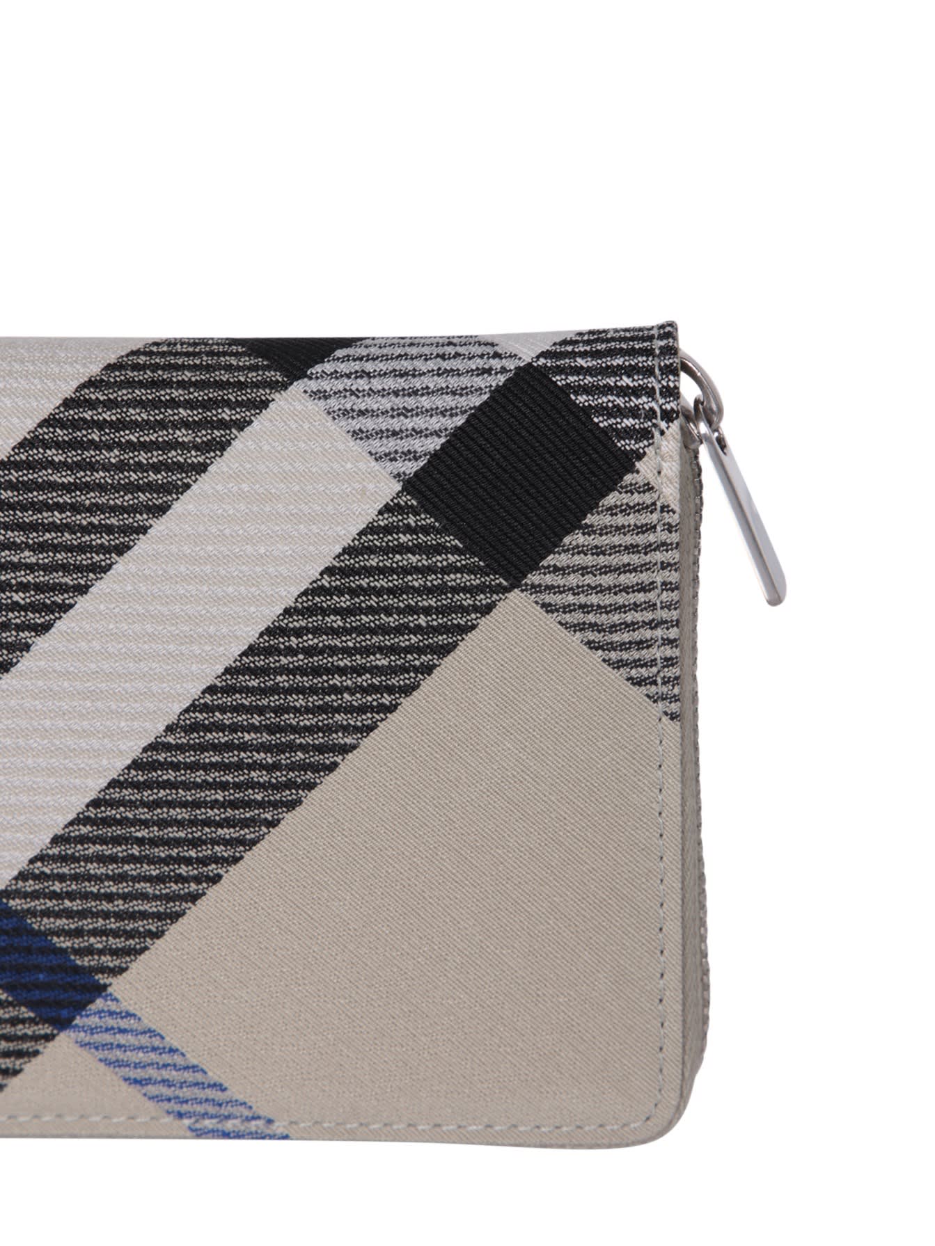 Shop Burberry Ivory Check Zip Wallet In White