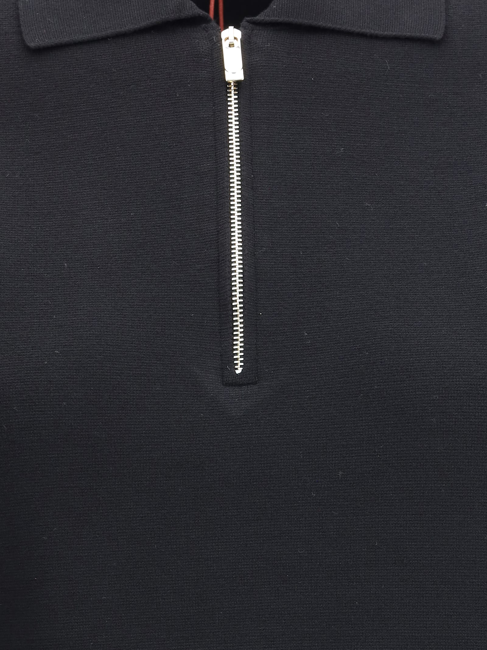 Max Mara Teti Zip Ribbed Polo Top In Black