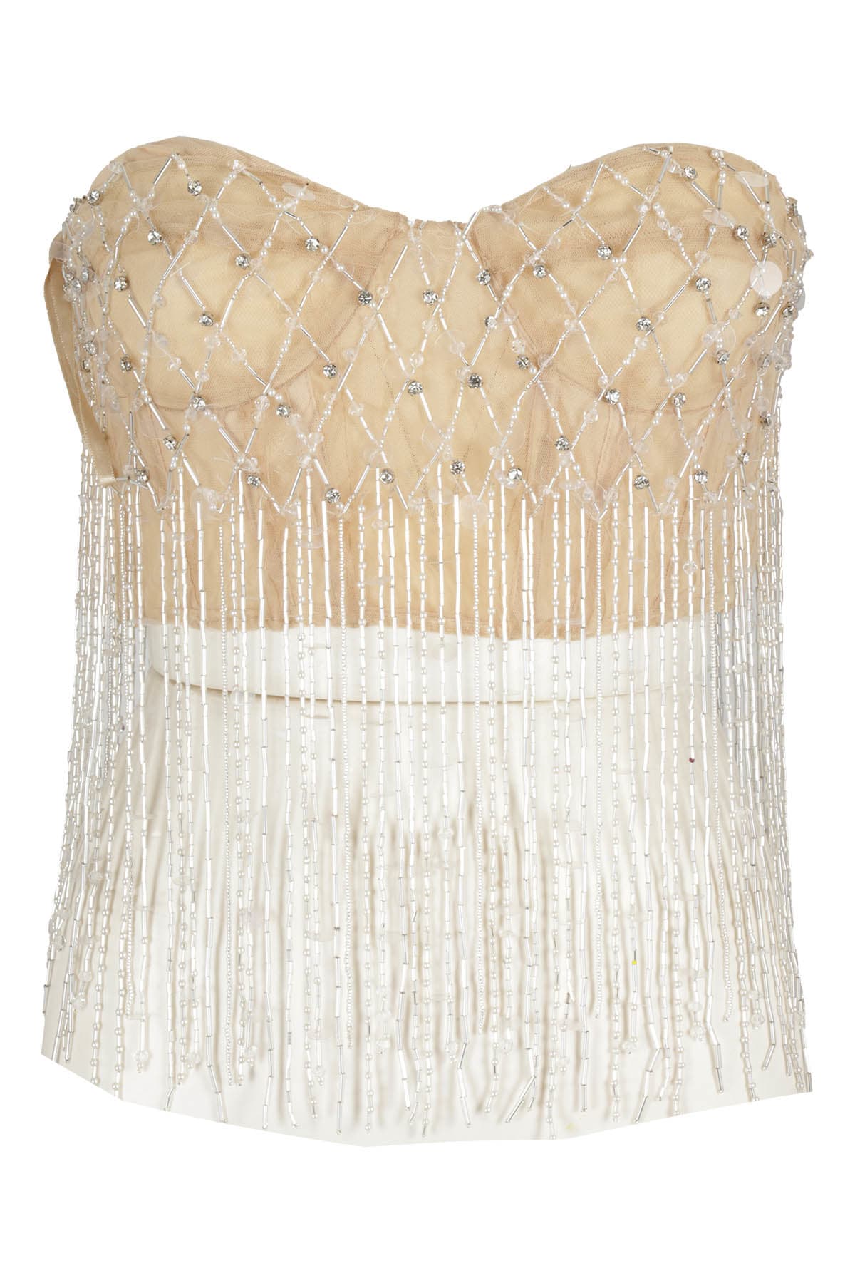 Shop Des Phemmes Fully Embroidered Tulle Top In Naturale