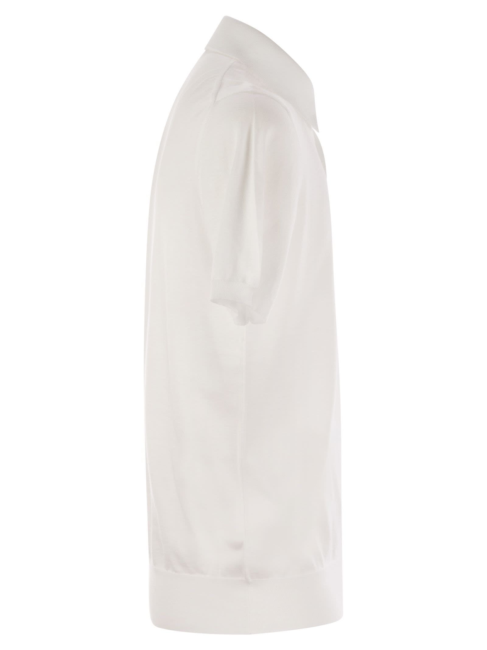 Shop Kiton Short-sleeved Cotton Polo Shirt In White