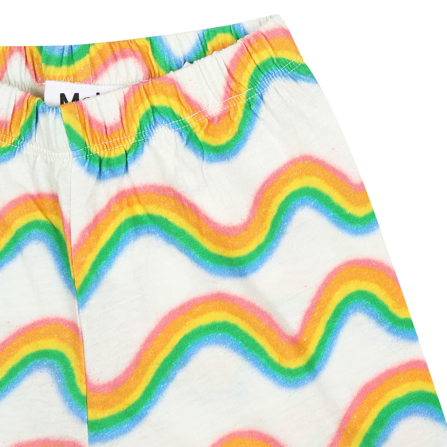 Shop Molo White Trousers For Baby Girl With Rainbow Print In Multicolor