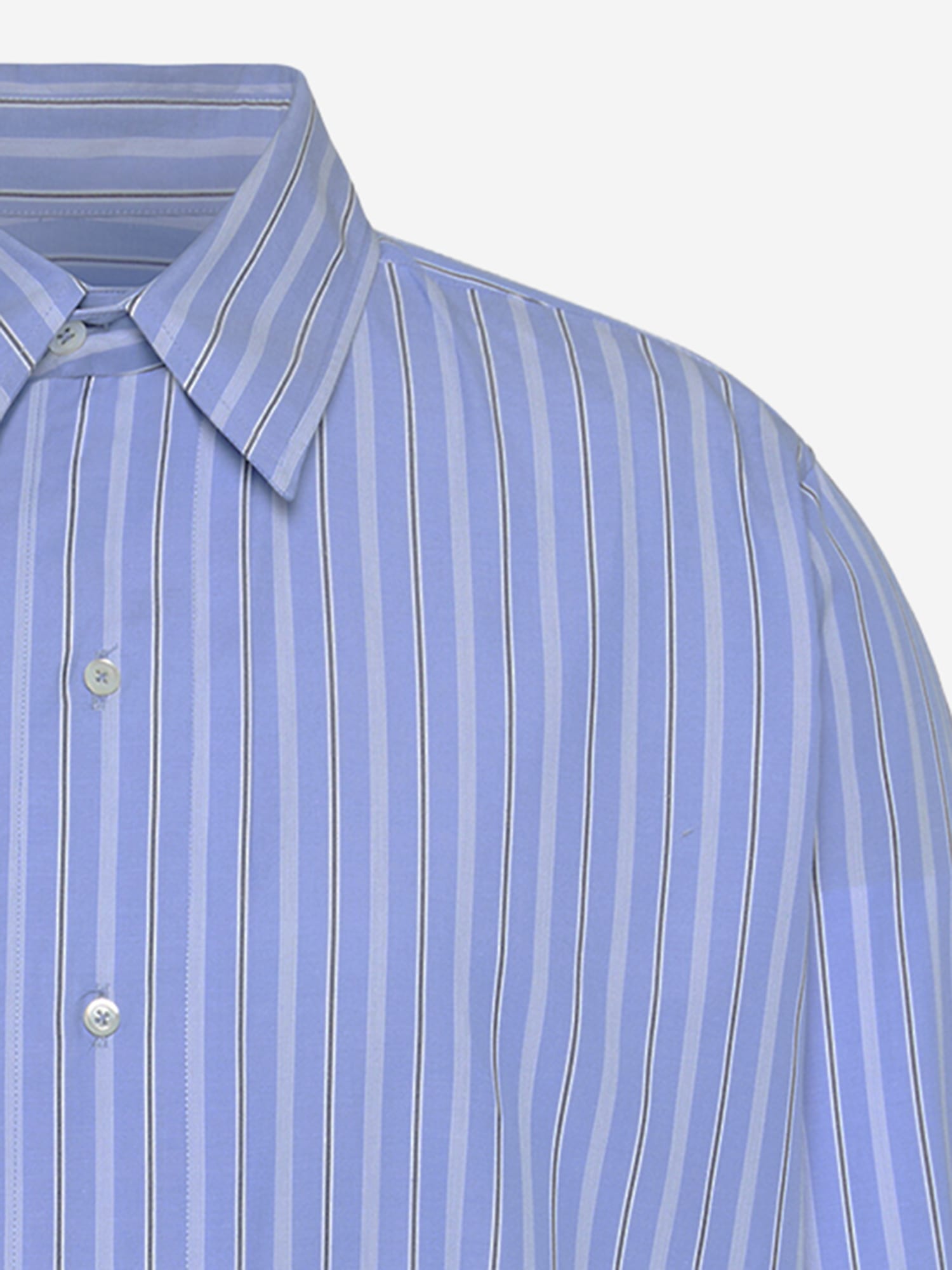 Maison Margiela Striped Cotton-poplin Shirt In Blue