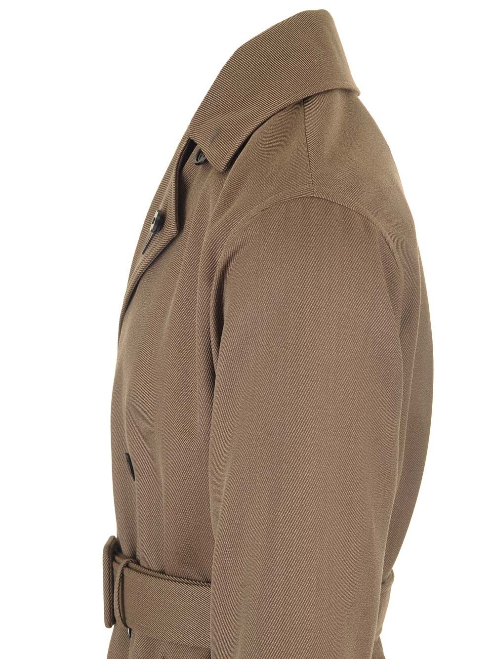 Shop Lardini Attitude Double-breasted Trench Coat In Brown