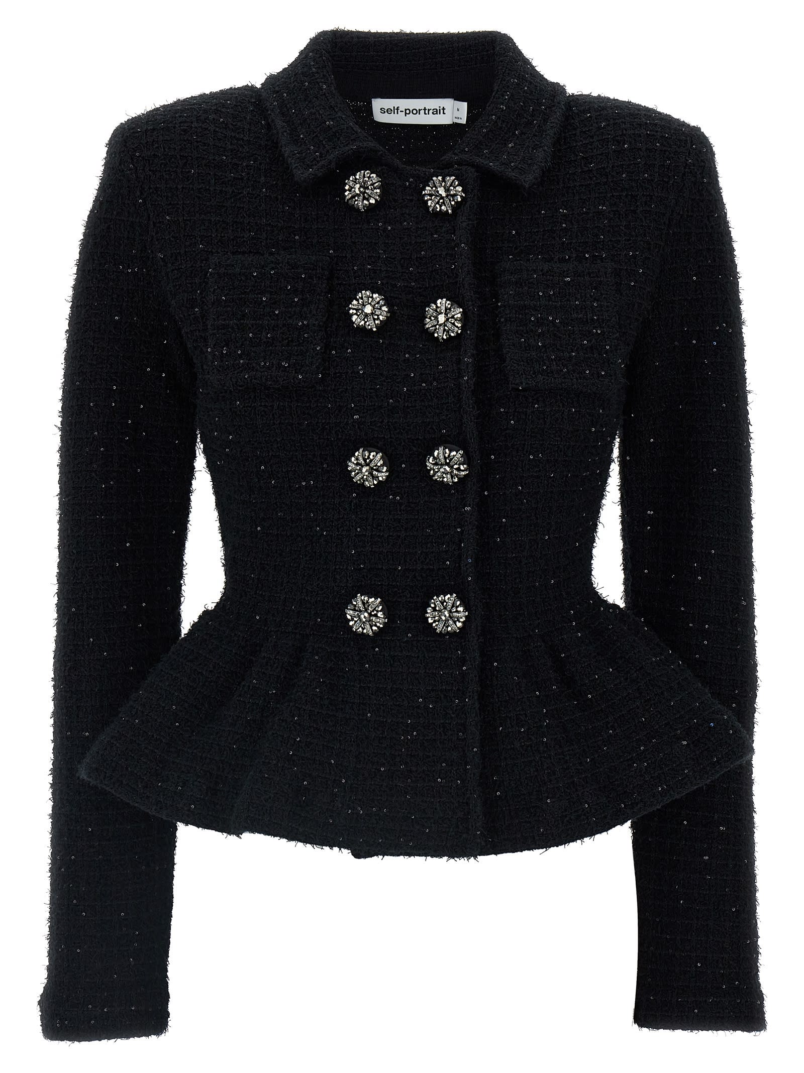 peplum Black Polyester Blend Jacket