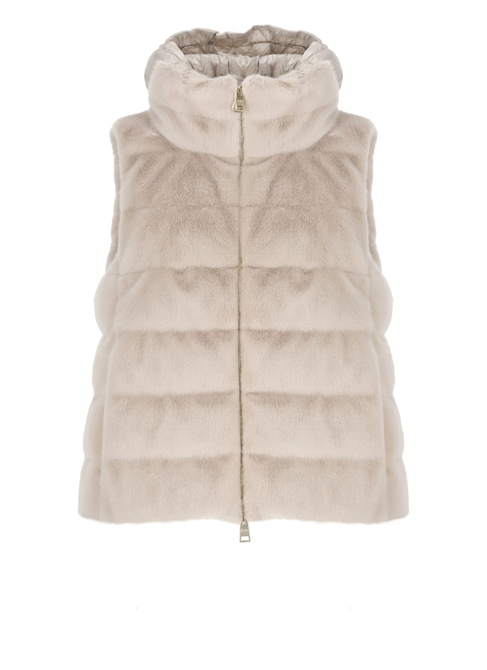 Shop Herno Vest With Faux Fur In Pink