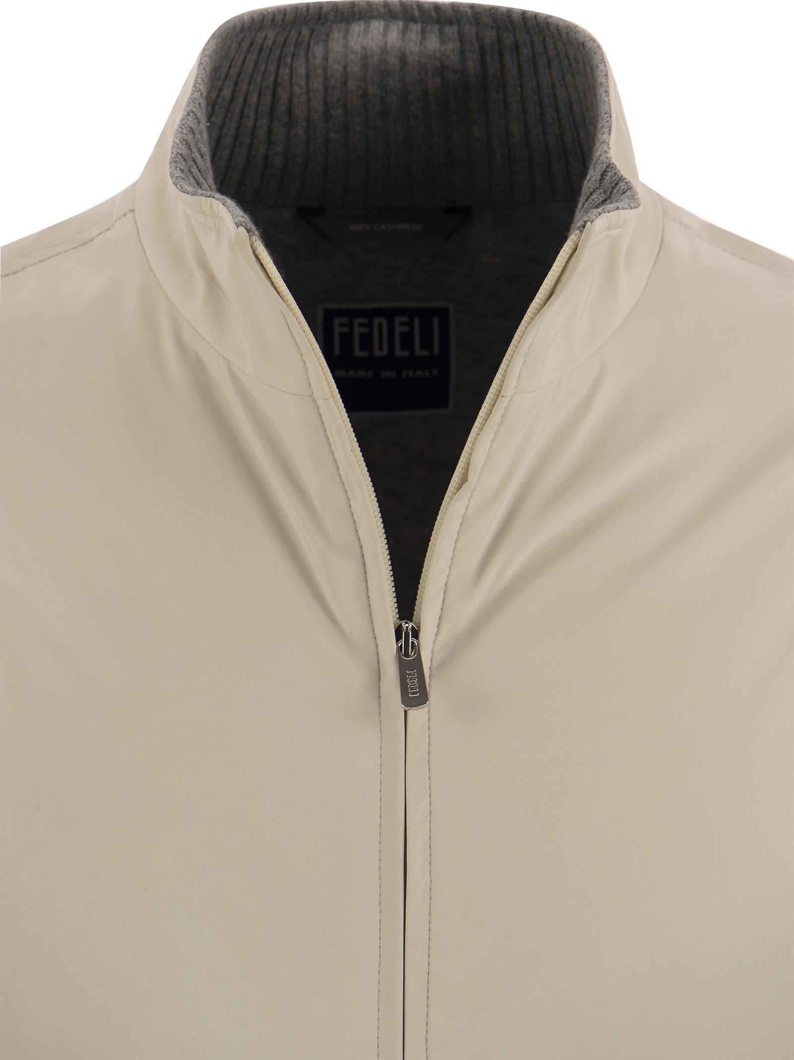 Shop Fedeli Cashmere Lined Jacket In Cream/grey