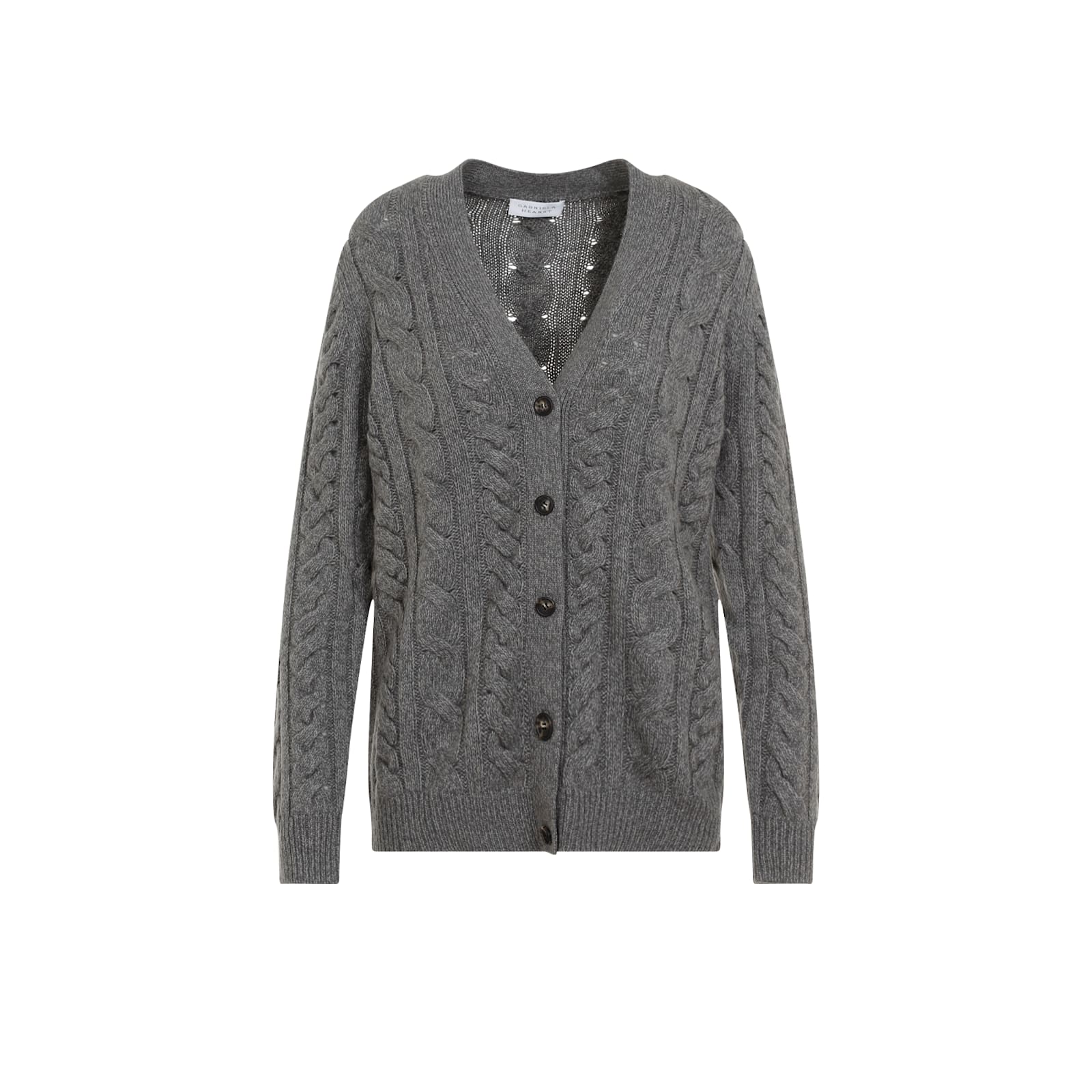 Shop Gabriela Hearst Lord Cardigan In Dem Dark Grey Multi