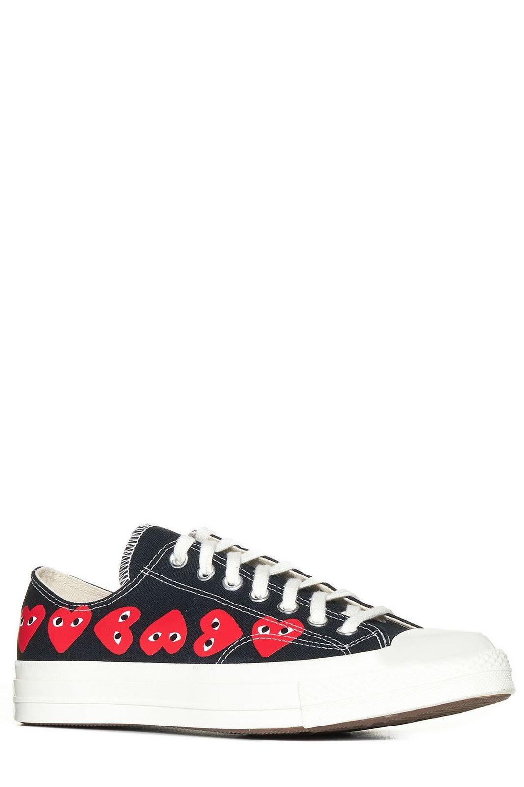 Shop Comme Des Garçons Play X Converse Heart Logo Printed Low-top Sneakers In Black