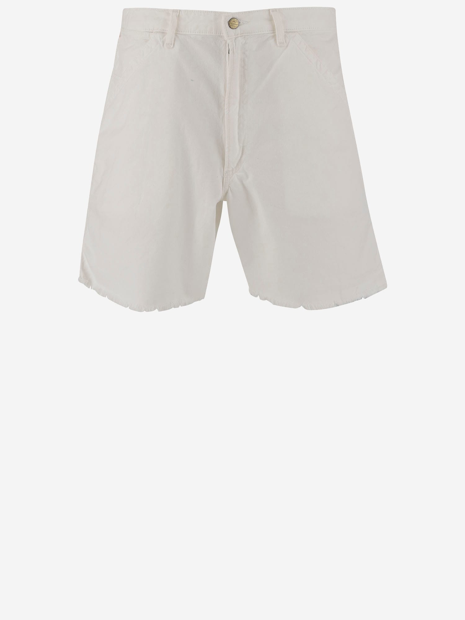 Cotton Short Pants With Frayed Edges