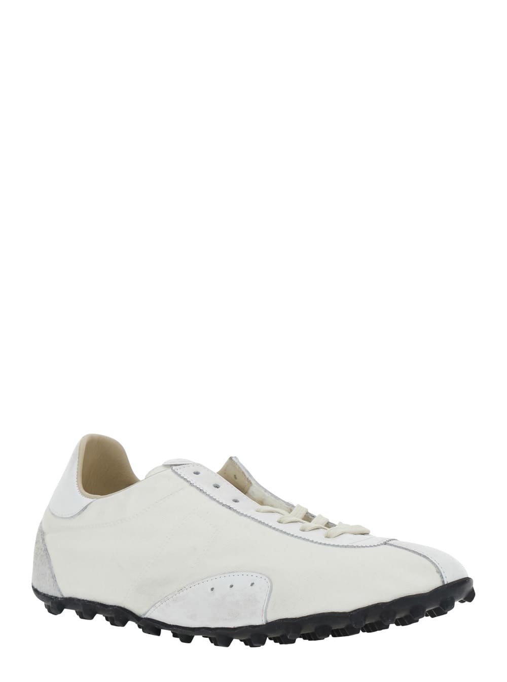Maison Margiela White Low Top Sneakers With Logo Patch On The Tongue And Contrasting Heel In White