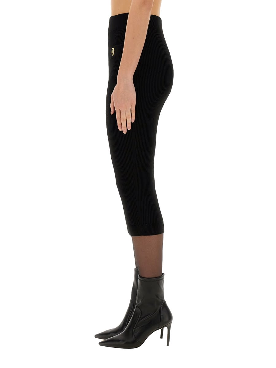 Shop Balmain Knitted Midi Skirt In Black