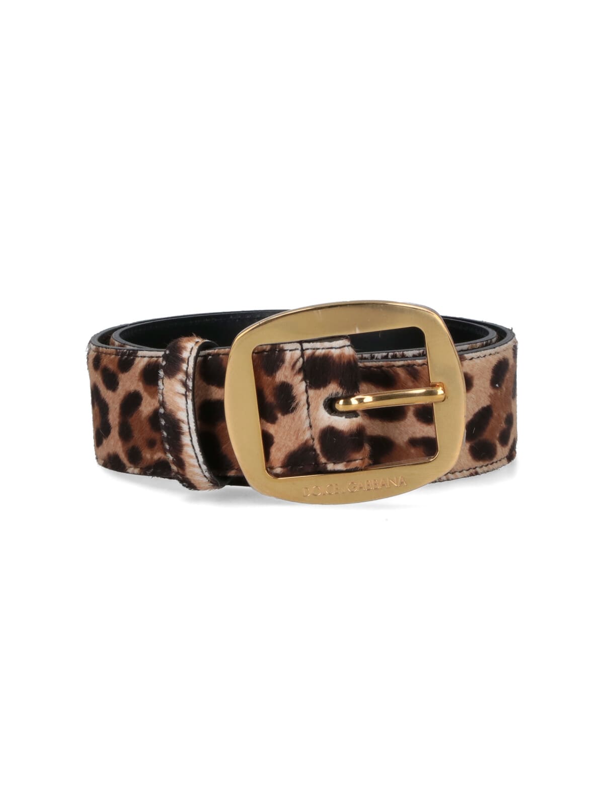 Dolce & Gabbana Animal Print Adjustable Belt With Gold Buckle In Animal Print
