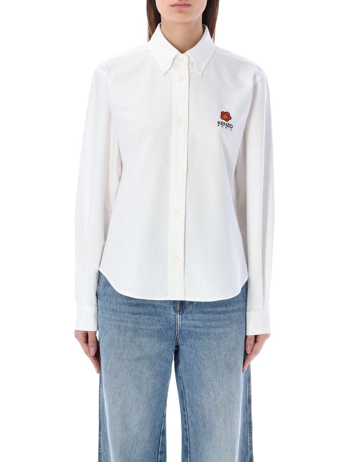 KENZO LOGO EMBROIDERED BUTTONED SHIRT