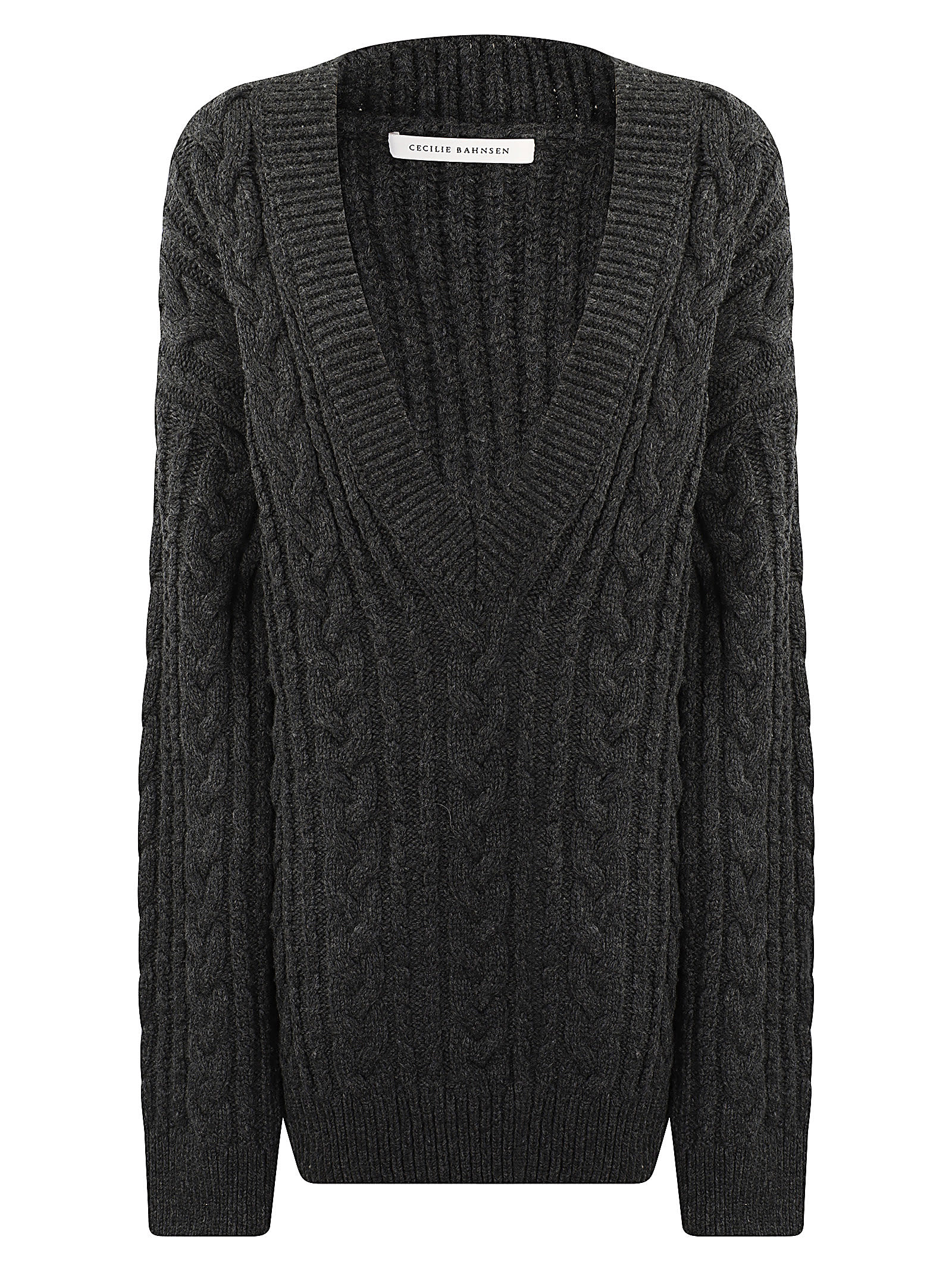 Shop Cecilie Bahnsen Alia Jumper Fisherman Knit Charcoal Grey