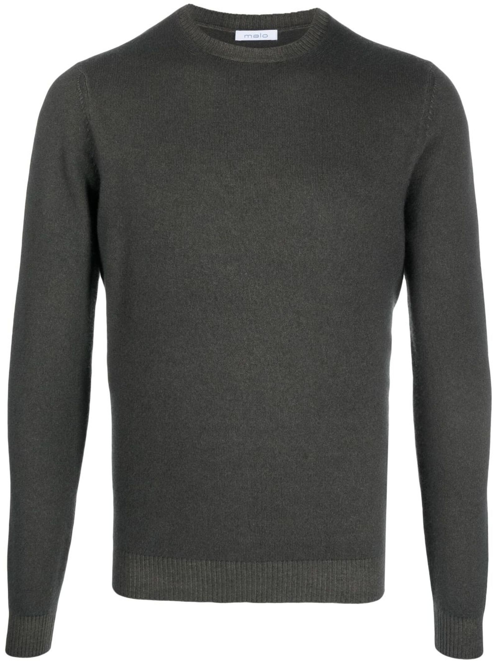 Shop Malo Dark Grey Virgin Wool Jumper In Marrone