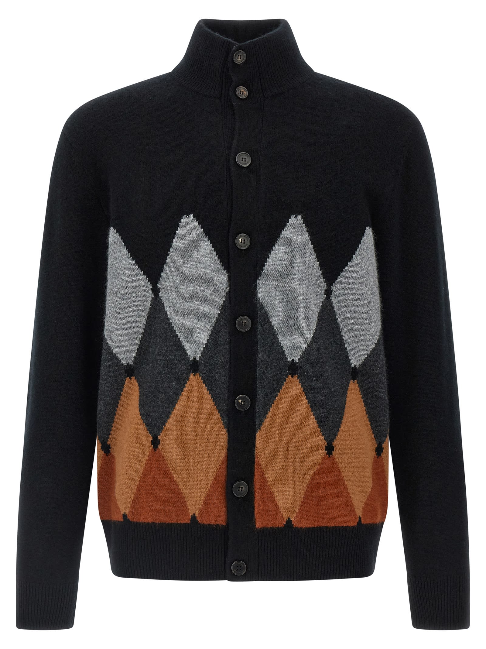 Ballantyne Cardigan Argyle Sweaters And Cardigans Black In Black