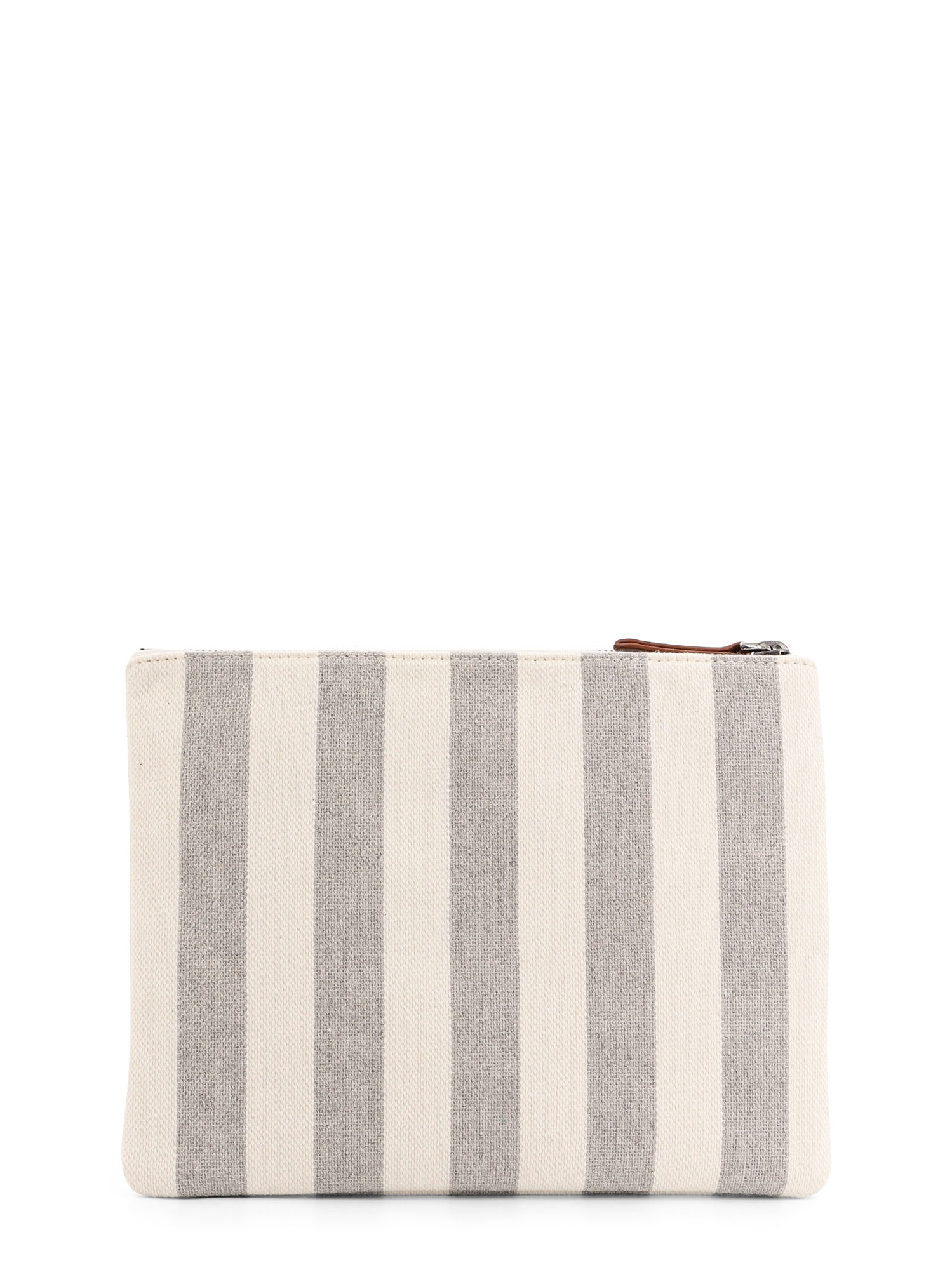 BRUNELLO CUCINELLI CANVAS CLUTCH WITH STRIPED MOTIF