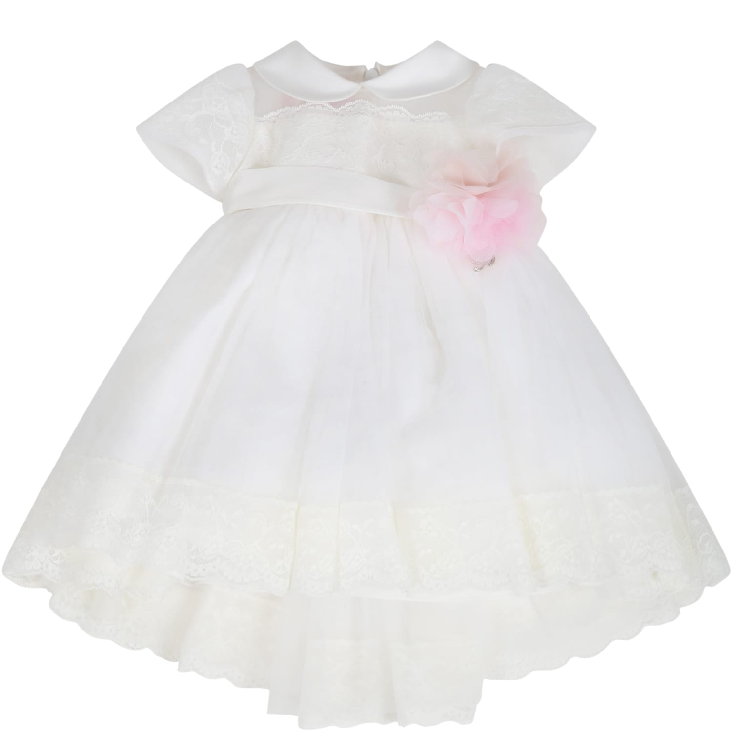Blumarine White Dress For Babygirl With Flower