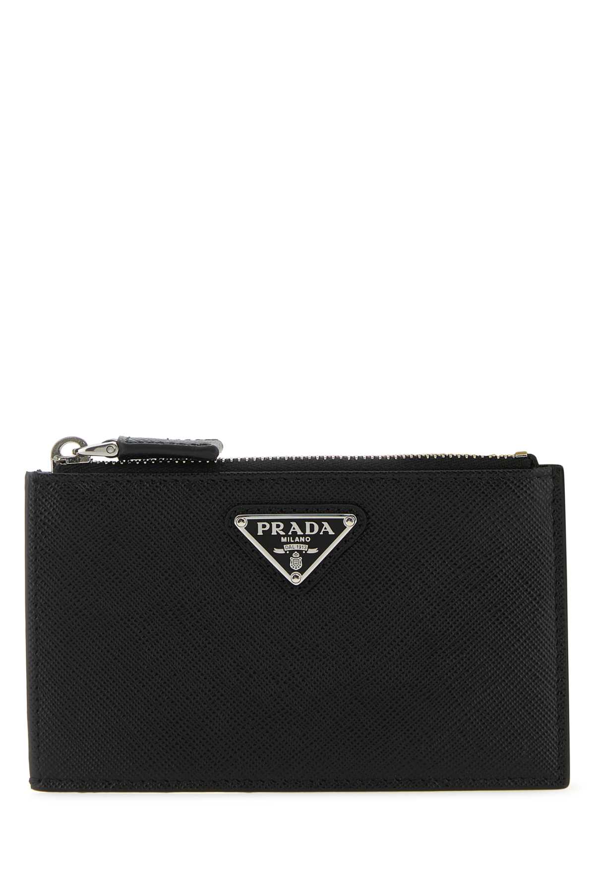 Shop Prada Black Leather Card Holder In Nero