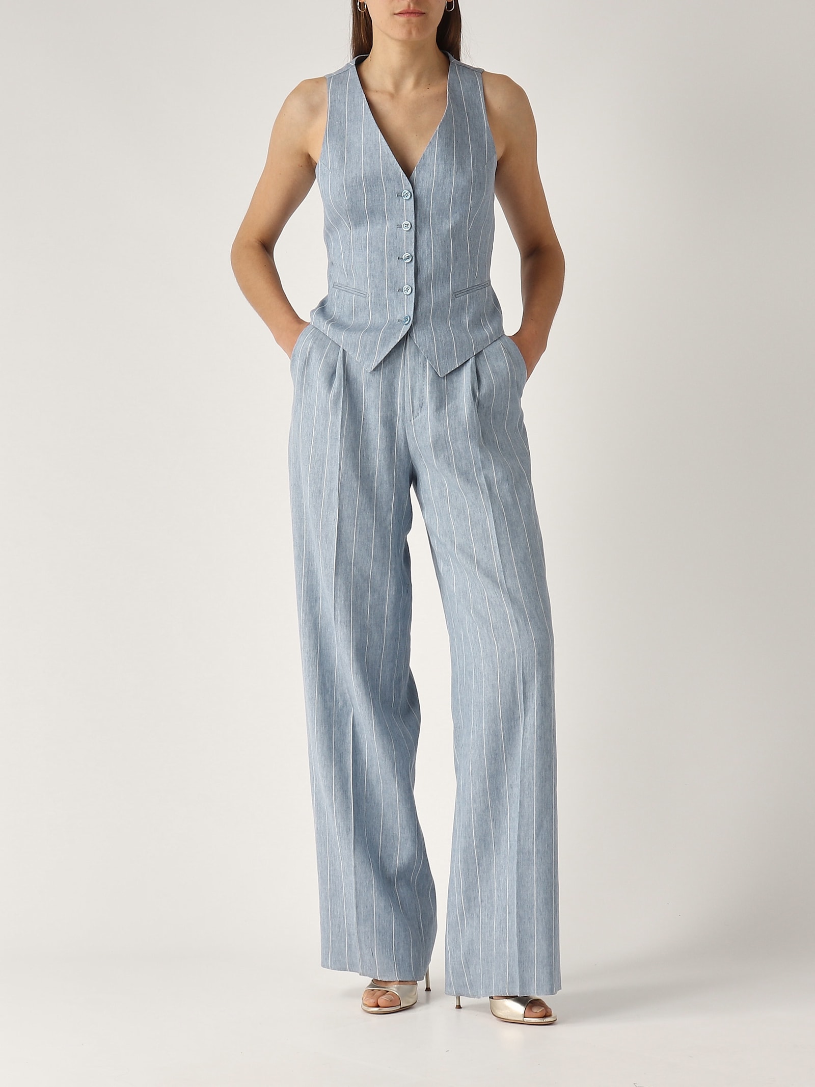 Tagliatore Suit Trousers Model: P-ebony In Celeste-bianco
