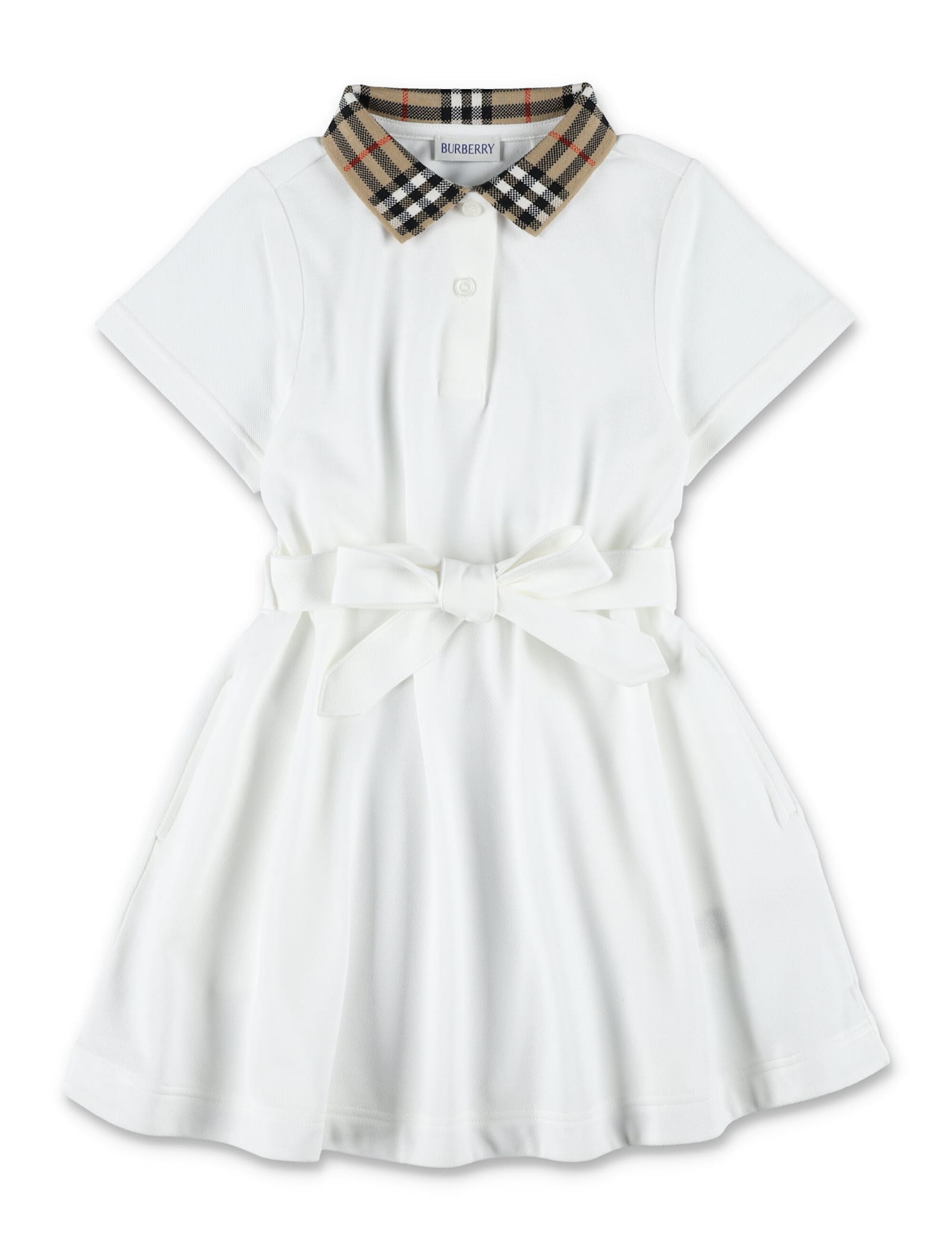 Burberry Check Cotton Polo Dress In White
