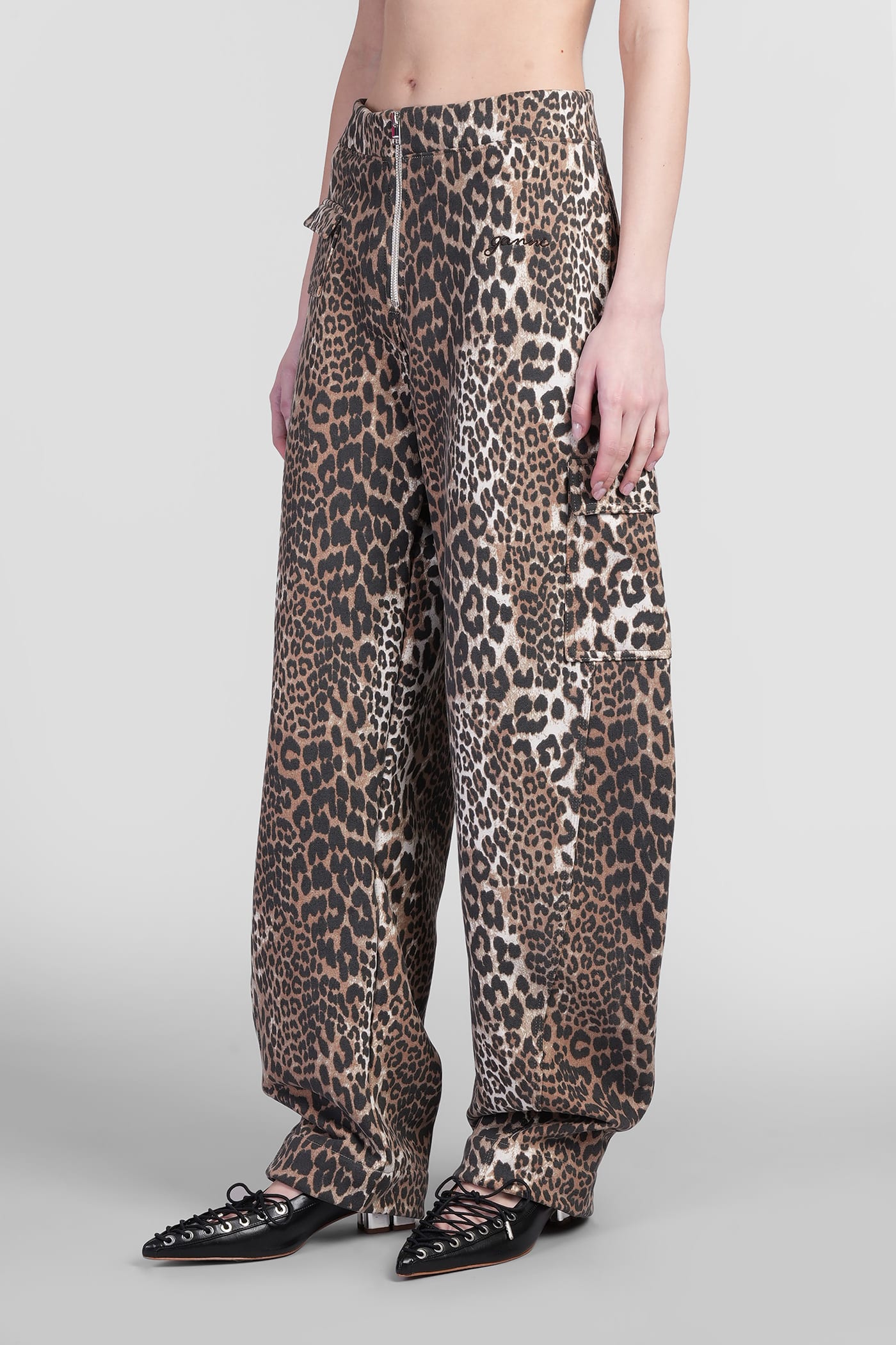 Ganni Leopard-print Trousers In Animalier