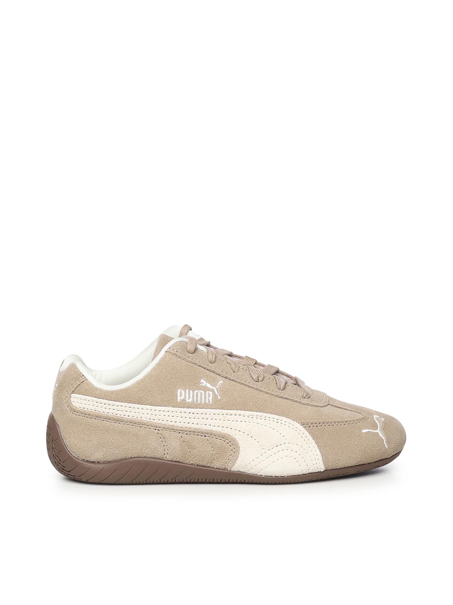 Puma Speedcat Elevated Beige Sneakers With Logo Print On The Side And Logo Lettering On The Side In Suede In Neutral