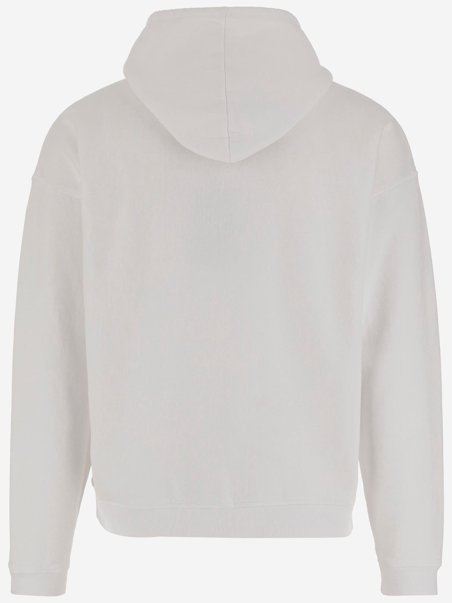 Dsquared2 Cotton Sweatshirt With Nature-inspired Print And Adjustable Hood In White