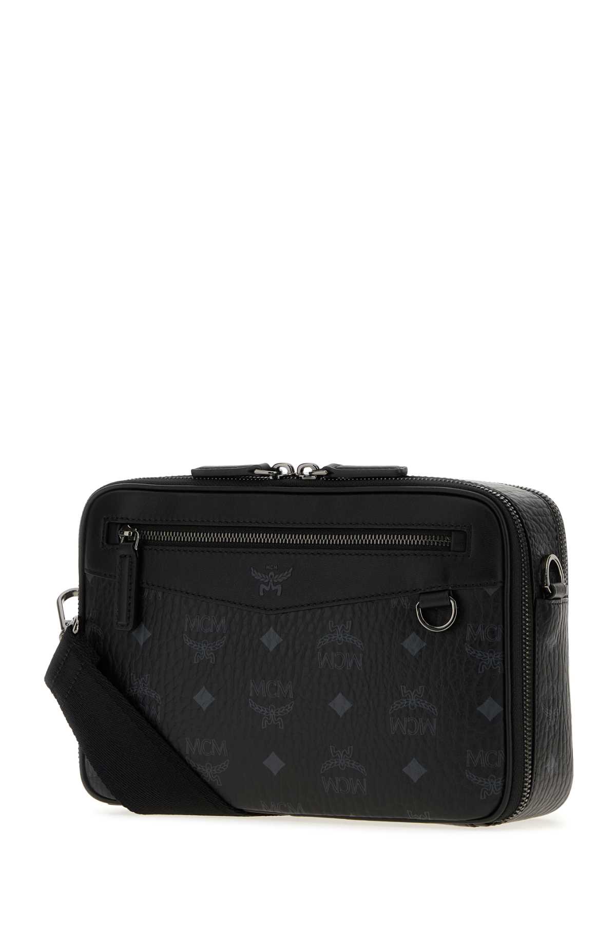 Mcm Printed Canvas Small Diamond Crossbody Bag In Black