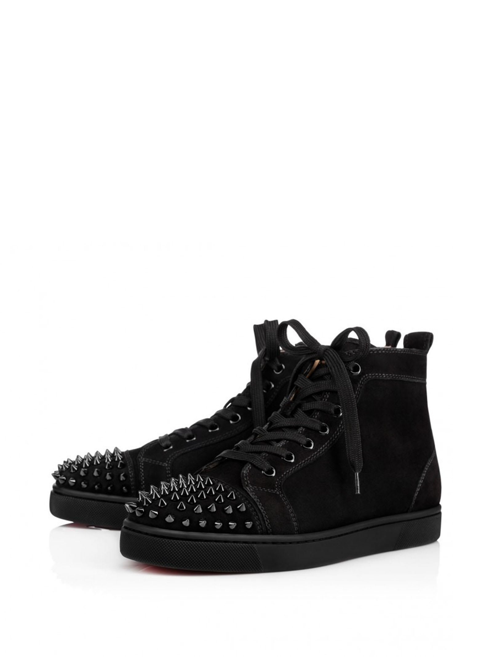 Lou Spikes - High-top sneakers - Calf leather and spikes - Black - Christian  Louboutin