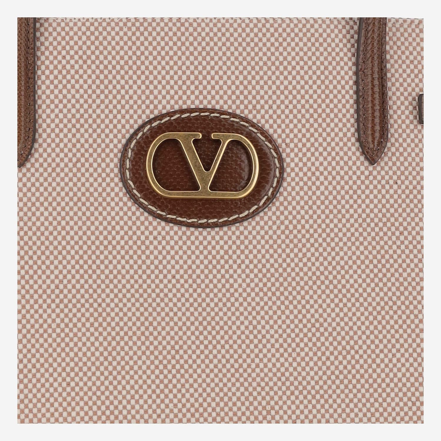 Shop Valentino Medium Antibes Canvas Shopping Bag In Beige
