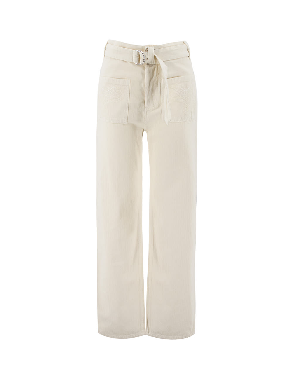 Shop Etro Trousers In White
