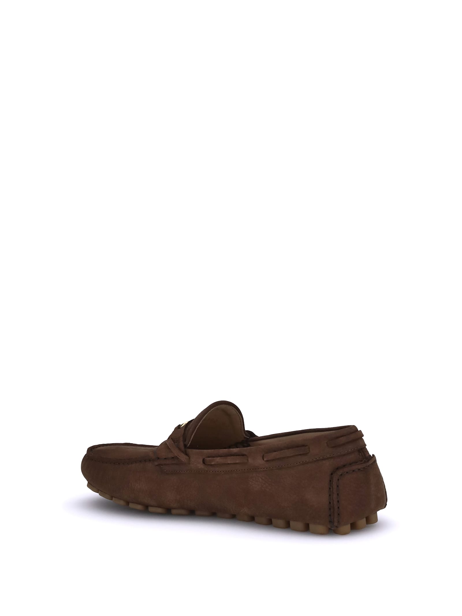 Valentino Loafers With Rubber Sole And Topstitching In Brown
