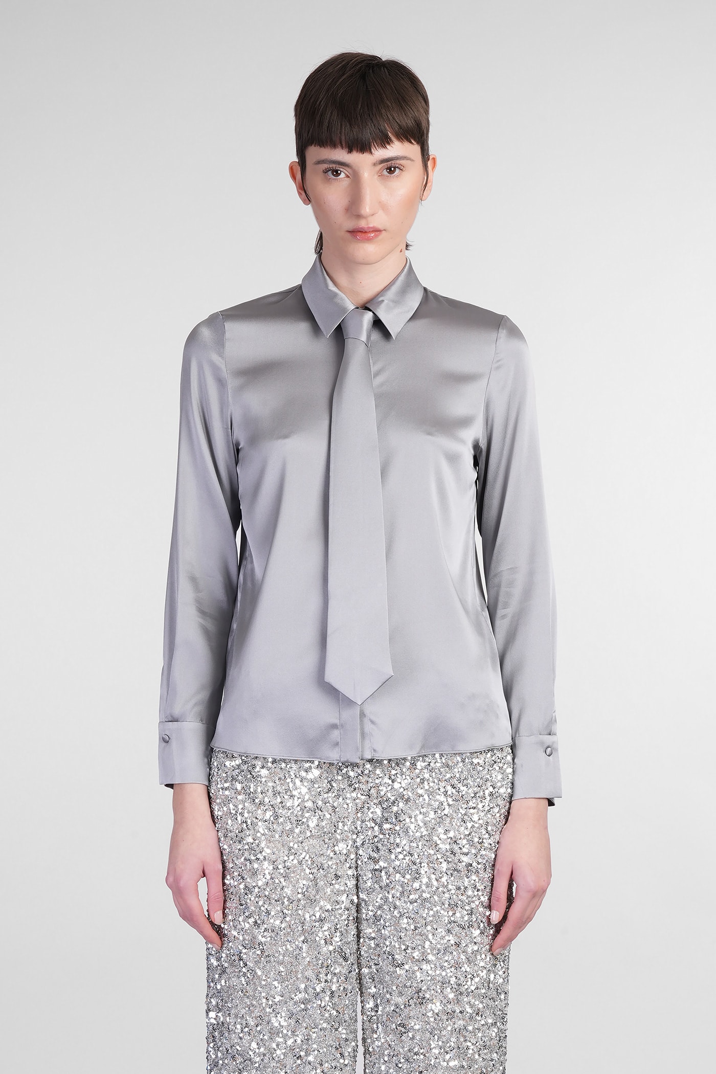 Brady Shirt In Grey Silk