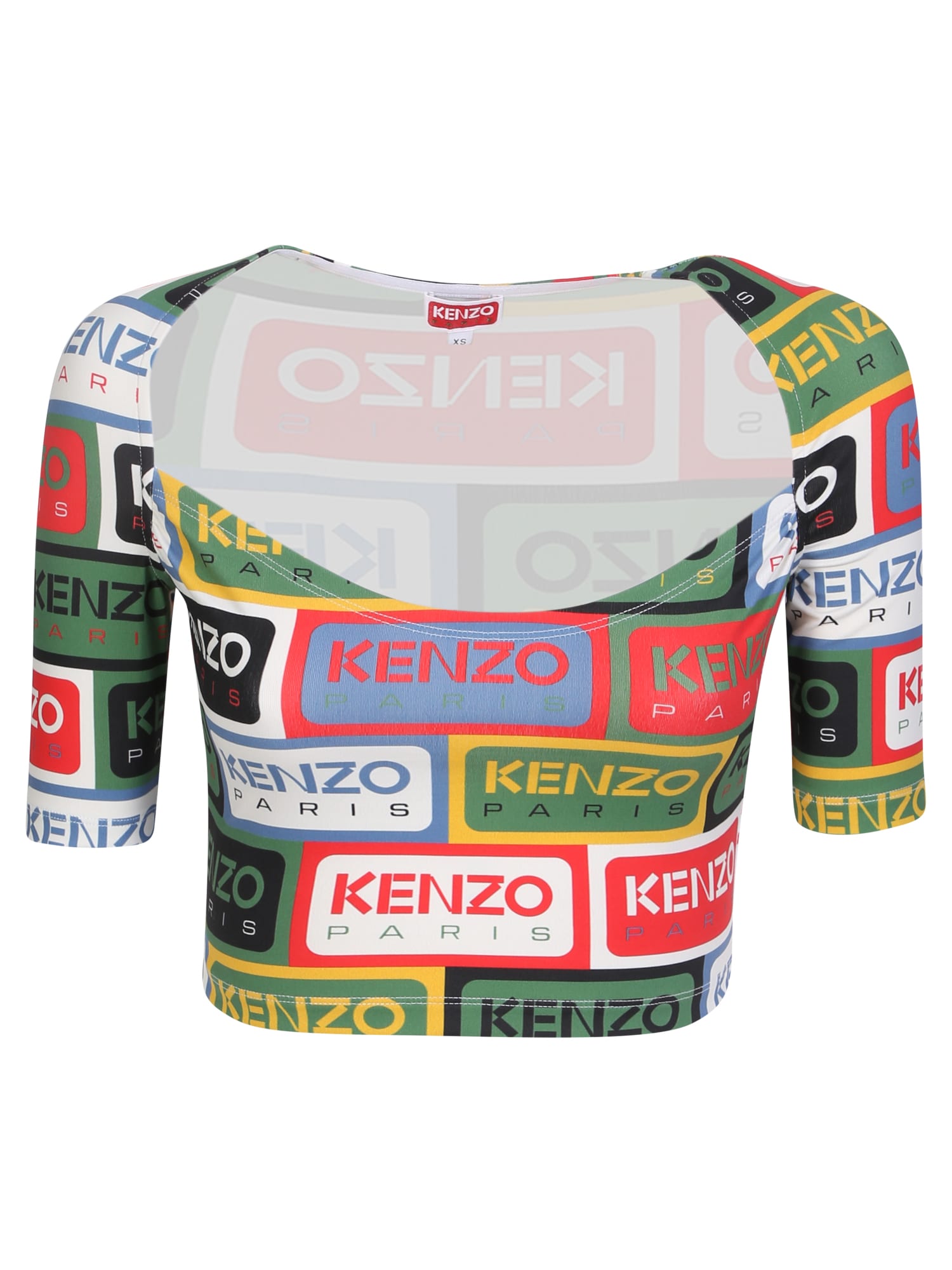 Shop Kenzo Logo-print Crop Top In Multi