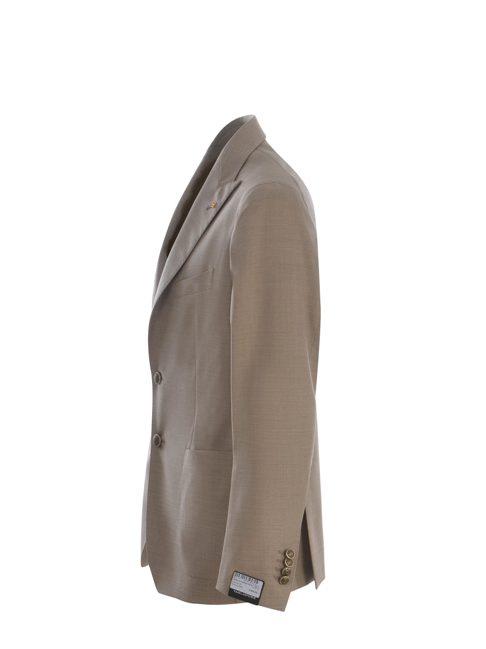 Shop Tagliatore Single-breasted Jacket  Made Of Fresh Wool In Beige