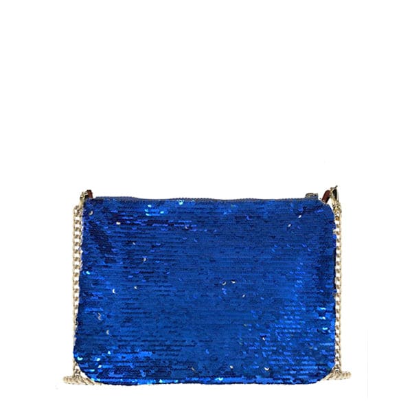 Shop Mc2 Saint Barth Pouch Bag Parisienne Bluette Sequined Pochette With Shoulder Strap