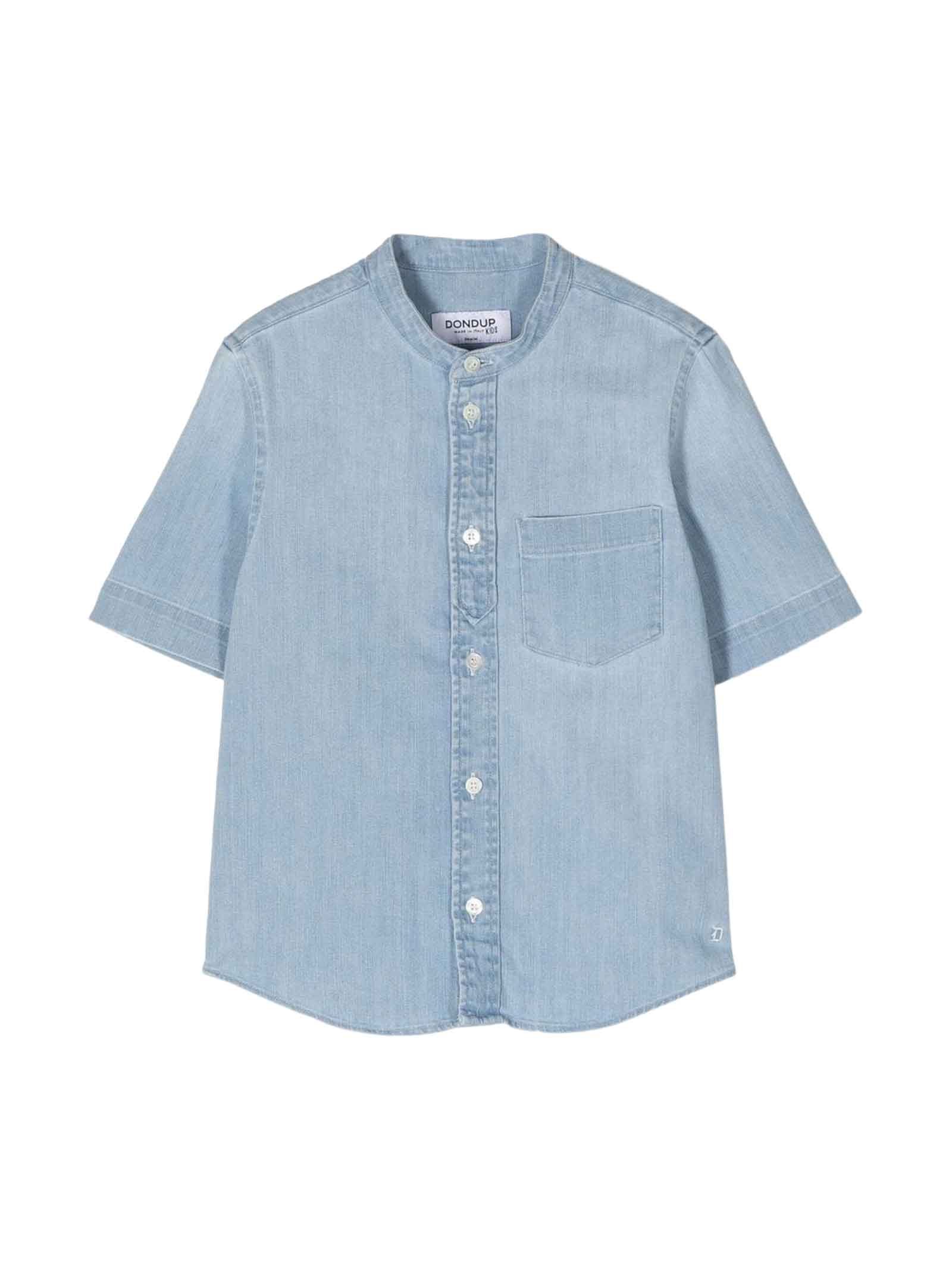 Shop Dondup Denim Shirt Boy In Blu