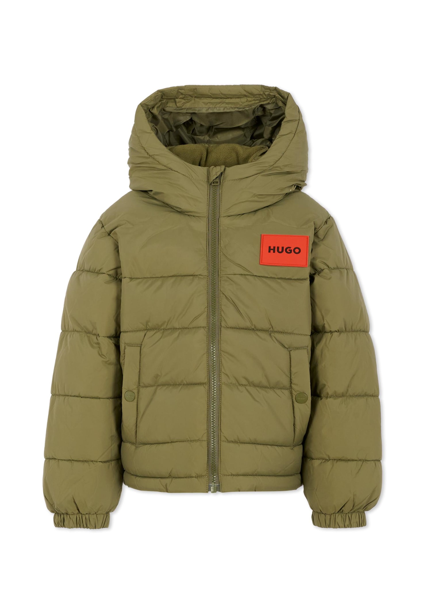 Hugo Boss Green Down Jacket For Boy With Logo In Green