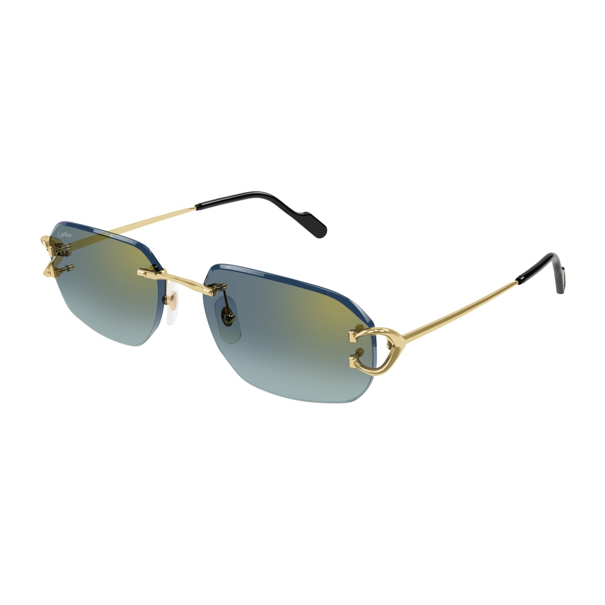 Cartier Ct0468s Signature C De  003 Gold Green Sunglasses In Green