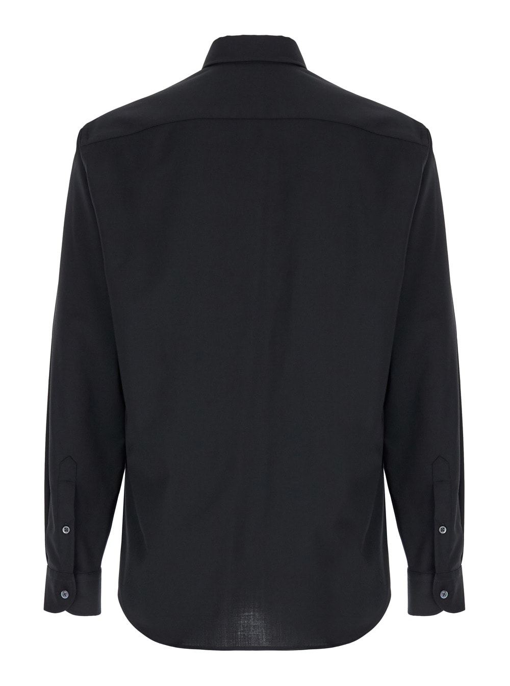 EMPORIO ARMANI BLACK SHIRT WITH POINTED COLLAR IN WOOL BLEND MAN 