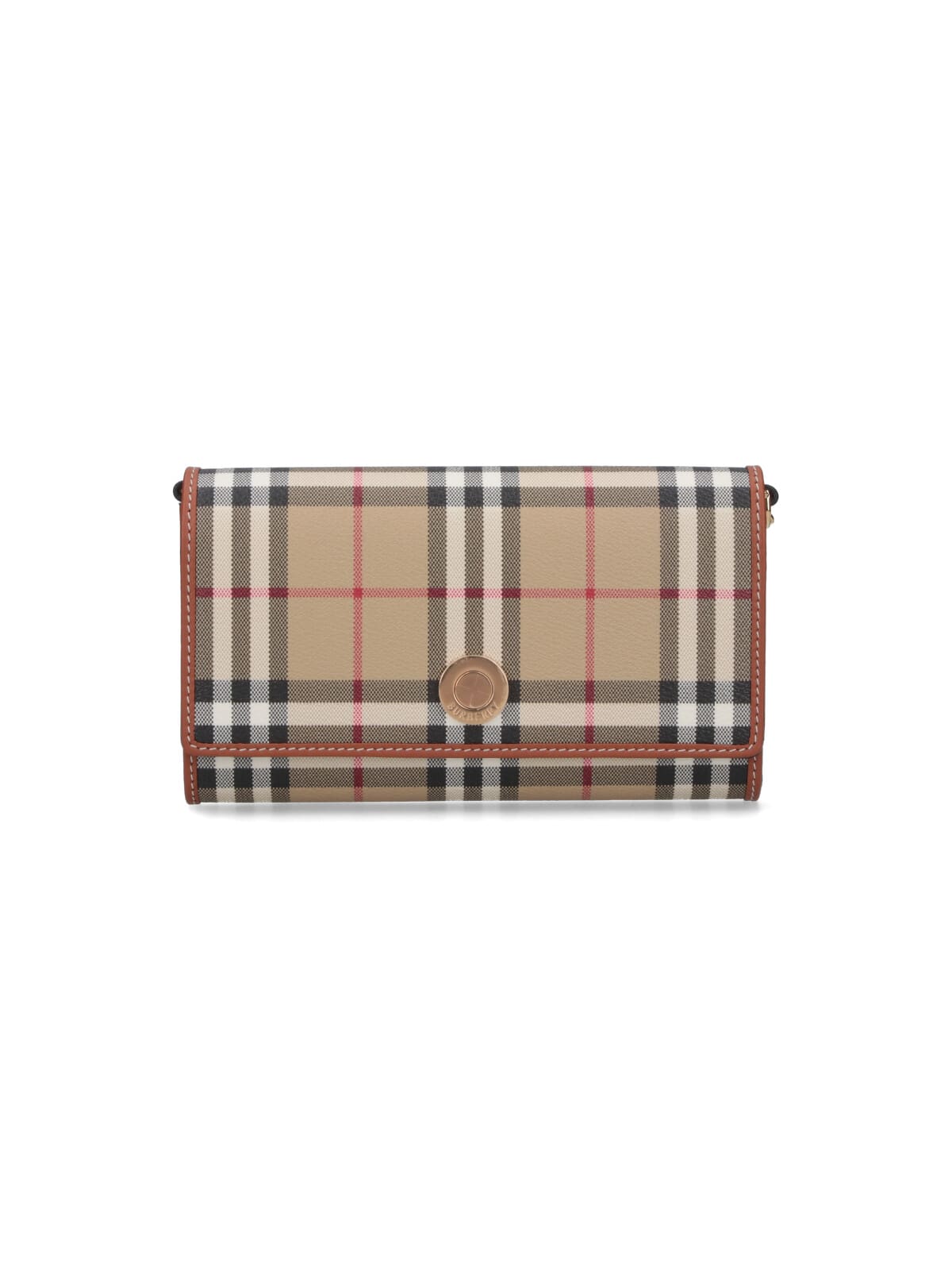 Burberry Beige Fabric Wallet With Multicolor Check Pattern In Brown