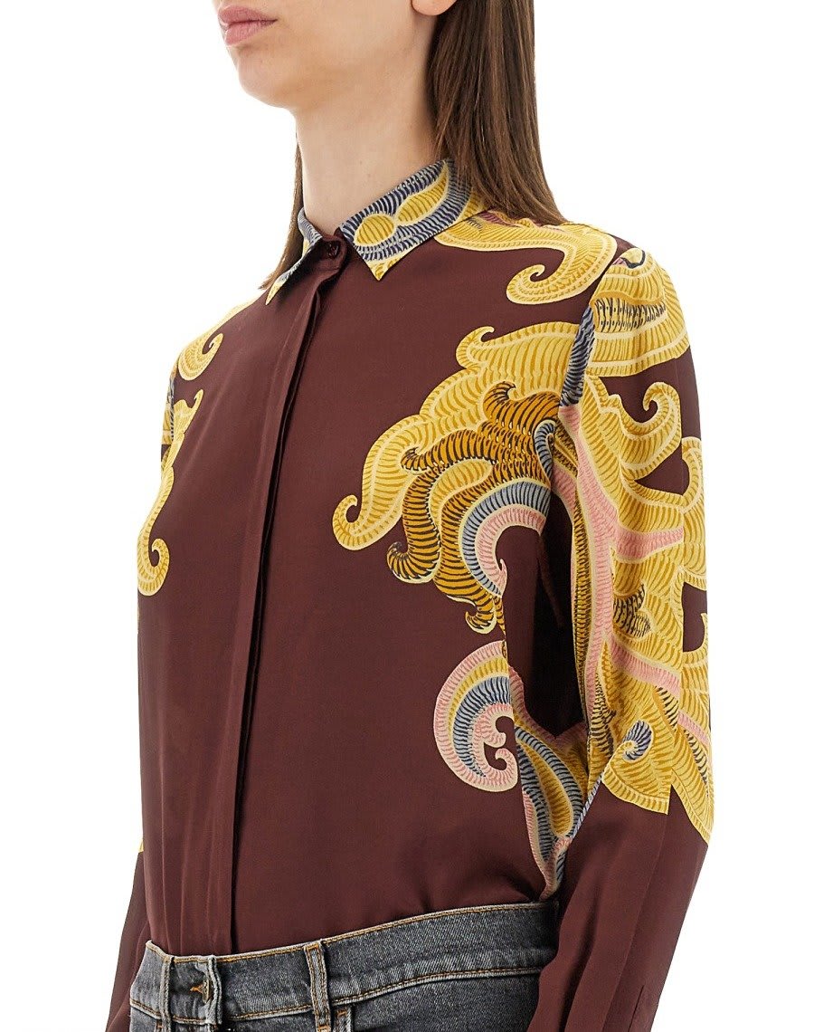 Shop Etro Paisley Printed Crepe Shirt In Burgundy