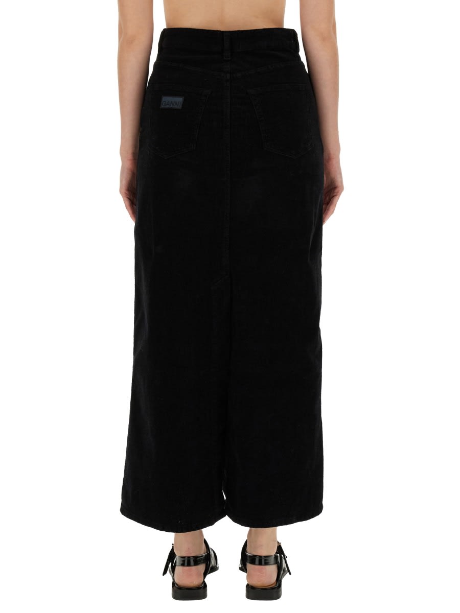 Shop Ganni Midi Skirt In Black