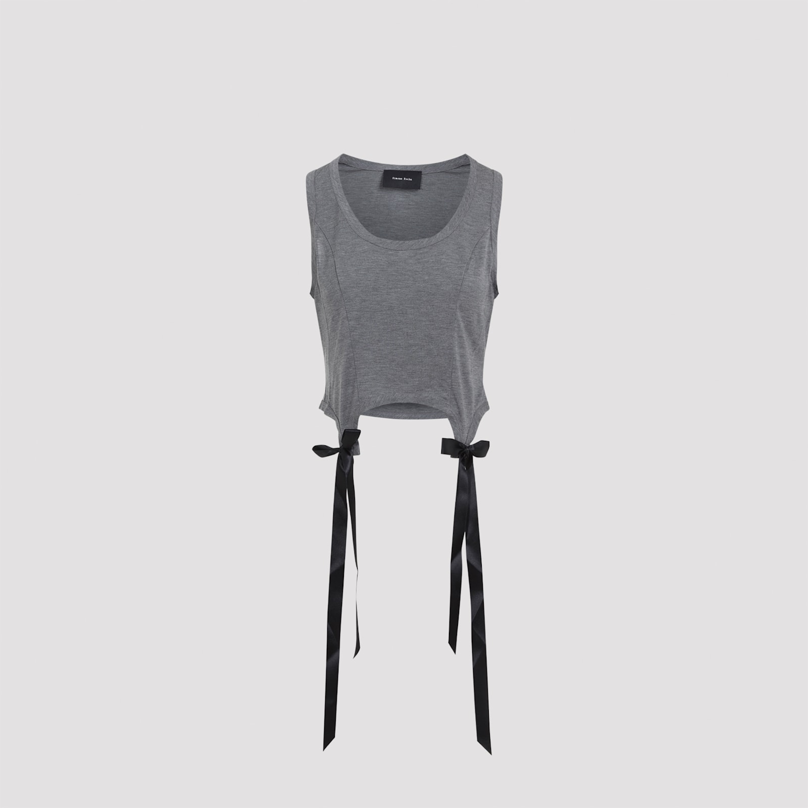 Simone Rocha Easy Tank Top Featuring Bow Tails In Gray