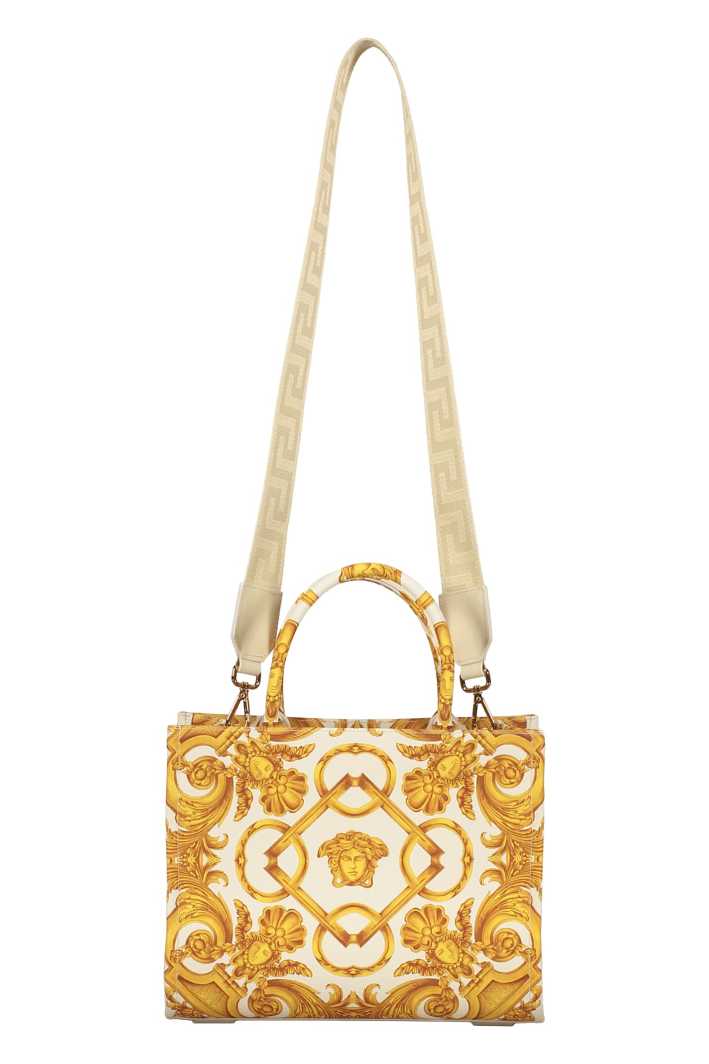 Versace Medusa Barocco Tote Bag In Ivory