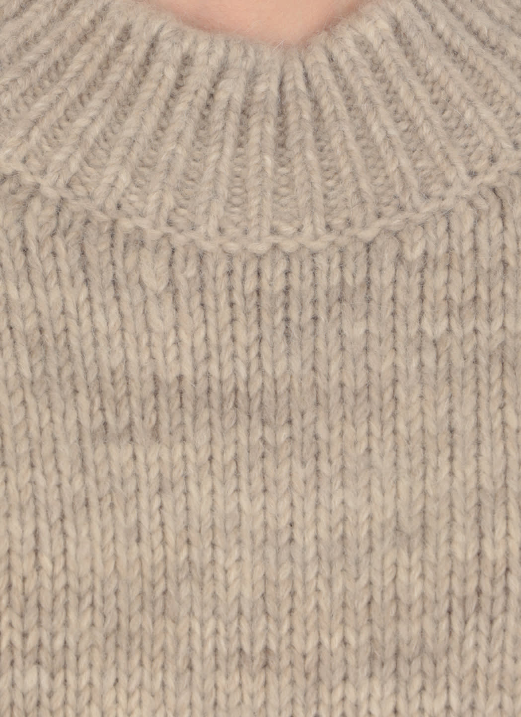Maison Margiela Chunky-knitted Crewneck Jumper In Beige