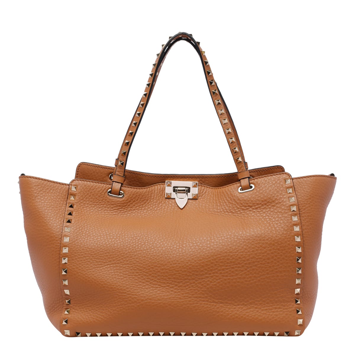 Shop Valentino Rockstud Medium Bag In Brown