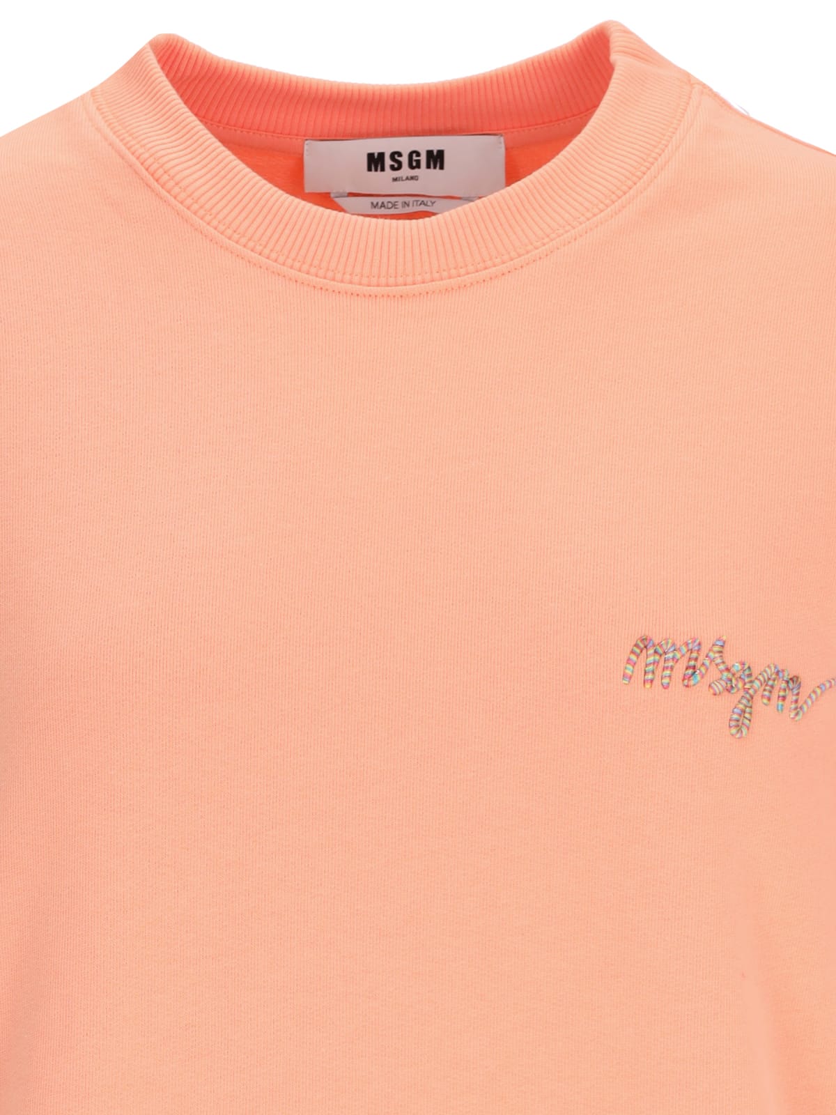 Shop Msgm Logo Crewneck Sweatshirt In Orange
