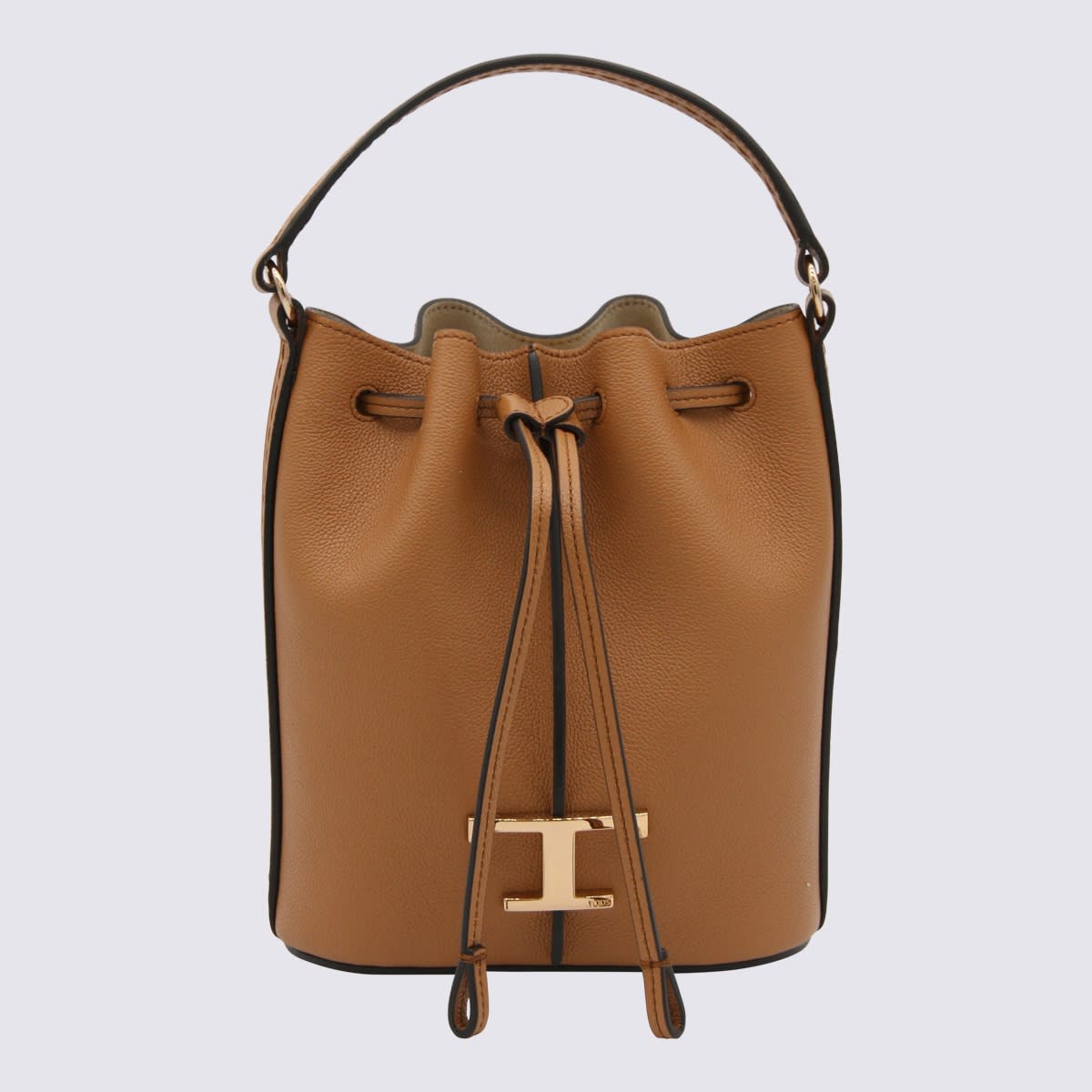 Shop Tod's Brown Leather Bucket Bag In Kenia Scuro